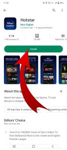 Click on the install button To Click on the install button To Install Hotstar